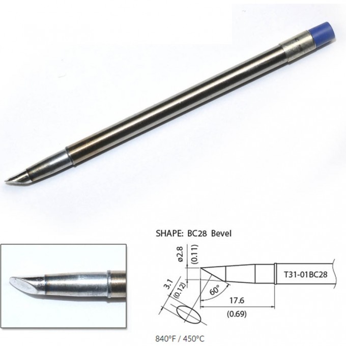 Наконечник HAKKO для станций FX-100 (450℃) T31-01BC28 Наконечник HAKKO для станций FX-100 (450℃) T31-01BC28